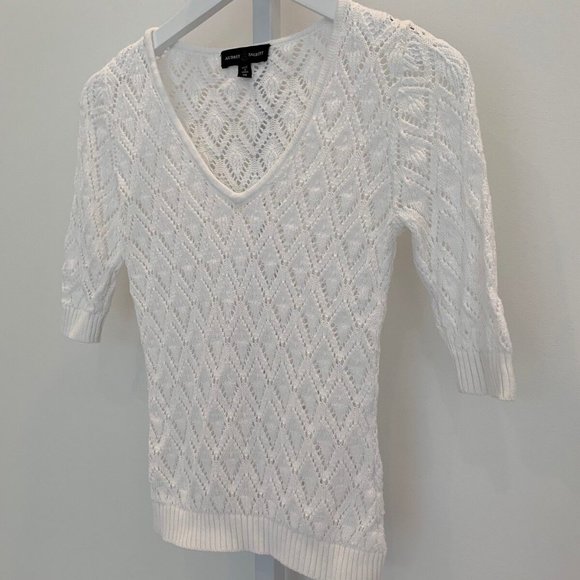 AUDREY TALBOTT WHITE V-NECK KNIT SOFT SWEATER XS - Picture 5 of 15